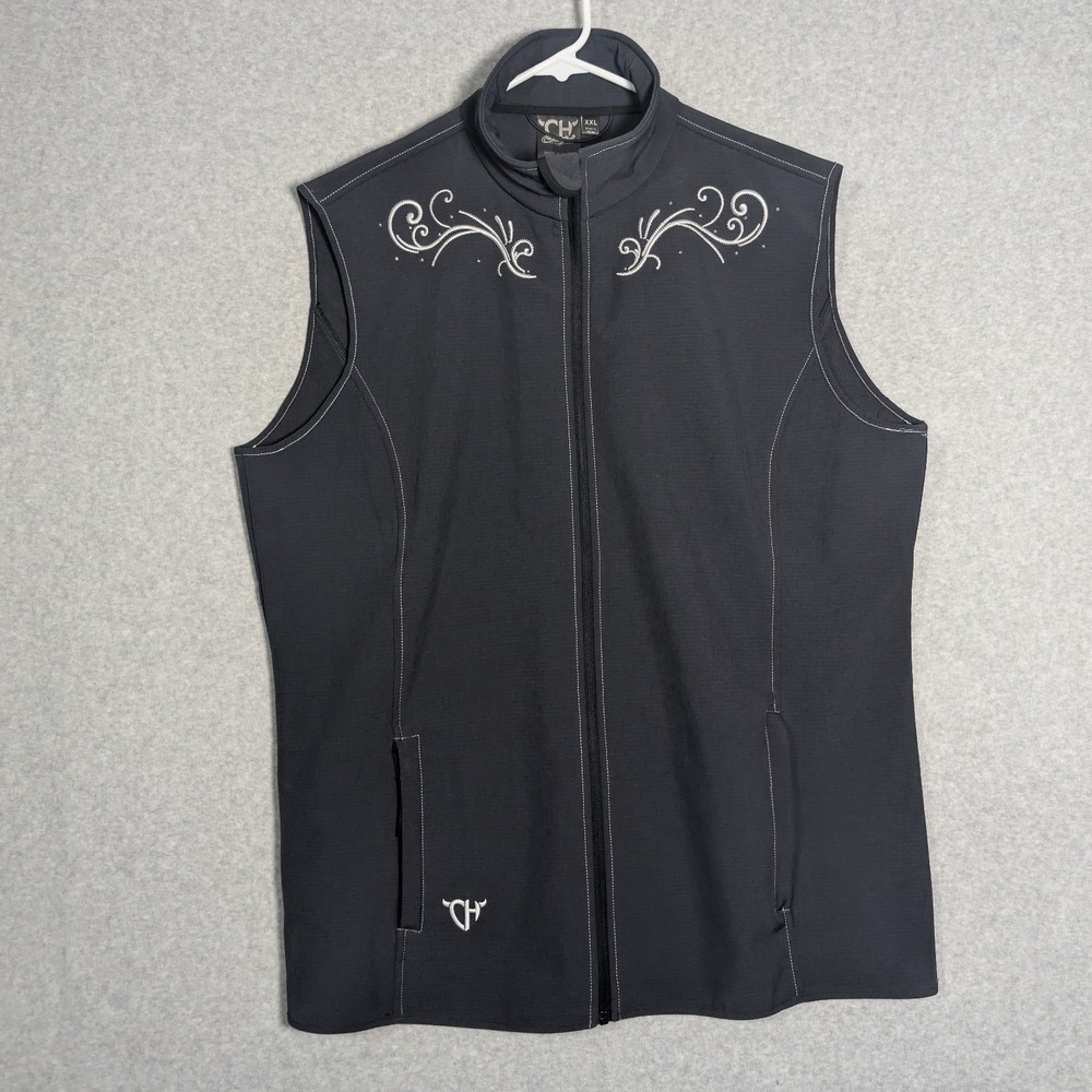 Cowgirl Hardware Vest Womens XXL Gray Embroidered Western Softshell Fleece Lined